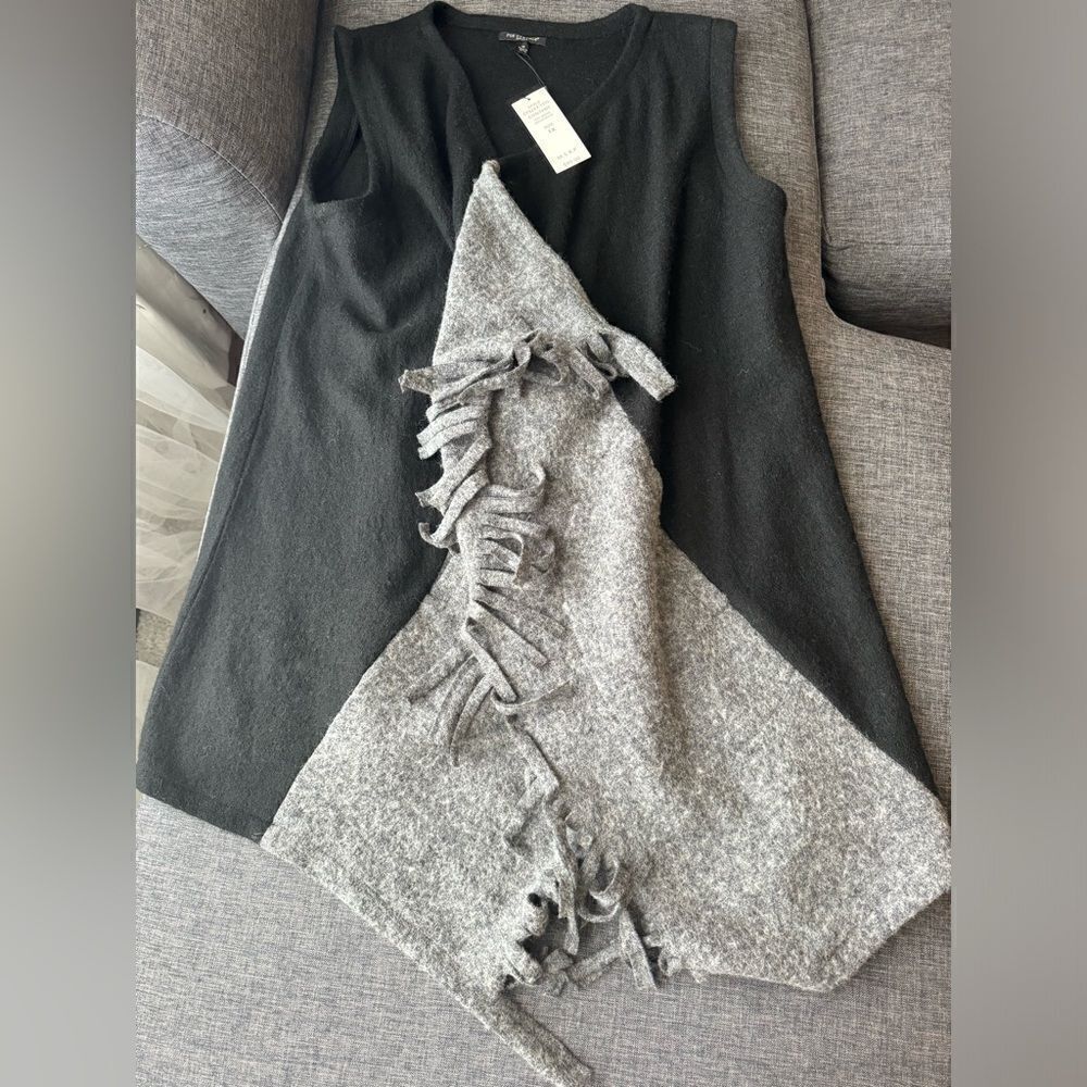 For Cynthia Womens Wool Sleeveless
Open Cardigan Sz XL Pockets Fringed NEW - Picture 7 of 10